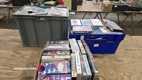 3 x boxes of mixed genre VHS videos