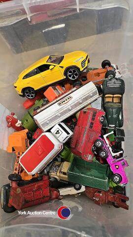 Box of toy cars etc dinky and corgi