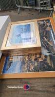 3 x WW2 aircraft prints and jigsaw spitfire picture