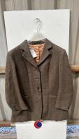 English made, 100% Wool Ladies 38 fitted Tweed Show Jacket With 3 Foxhead Buttons.