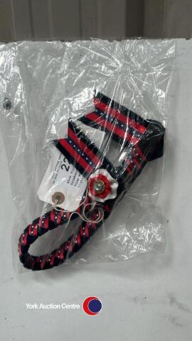40cm Pretty Polly Show Browband in Red and Blue with White highlights and Rosettes