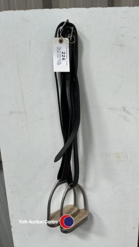 Pair of Brown stirrup leathers with Dressage stirrup Irons - 145cm