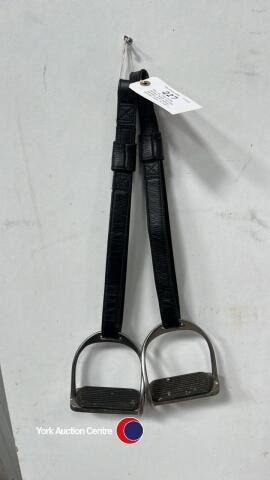 Pair of 70cm Close contact Black Stirrup leathers with Safety stirrup Irons (4 3/4'')