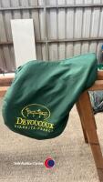 17.5' Devoucoux Socoa Calfskin jump saddle with green piping. Excellent condition. One owner.