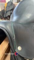 17.5' Devoucoux Socoa Calfskin jump saddle with green piping. Excellent condition. One owner. - 8