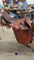 Excellent quality leather Australian cob saddle and bridle ect. Beautifully worked in brown leather with brass fittings. Used three times. In excelle - 5