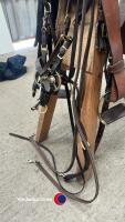 Excellent quality leather Australian cob saddle and bridle ect. Beautifully worked in brown leather with brass fittings. Used three times. In excelle - 11