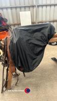 Excellent quality leather Australian cob saddle and bridle ect. Beautifully worked in brown leather with brass fittings. Used three times. In excelle - 12
