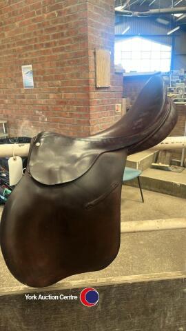 18' brown leather saddle (damaged)