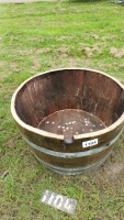 Half old oak barrel planter