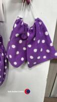 Saddle and stirrup covers - Purple and white polka dot Good condition - 2