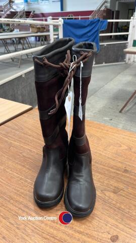 Size 3 brown extra wide calf KTY leather country boots