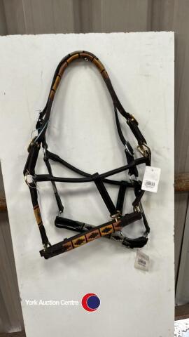 2x English leather adjustable polo headcollars cob size
