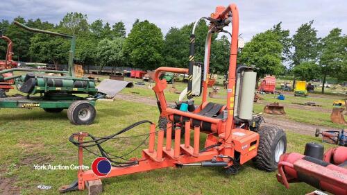 Kuhn RW1800 trailed twin satellite round bale wrapper, control box and manual in office