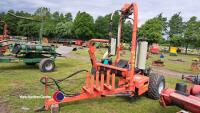 Kuhn RW1800 trailed twin satellite round bale wrapper, control box and manual in office
