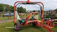 Kuhn RW1800 trailed twin satellite round bale wrapper, control box and manual in office - 3