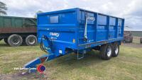2011 Stewart GX11-15S 11T tandem axle tipping trailer with removable sides, making 16ft 6 ins flatbed trailer. LED lights, super singles - 2