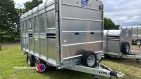 Unused Ifor Williams DP120S 12ft twin axle livestock trailer, fold down front flap and large dividing gate