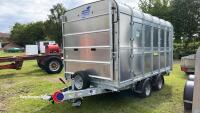 Unused Ifor Williams DP120S 12ft twin axle livestock trailer, fold down front flap and large dividing gate - 2