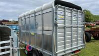 Unused Ifor Williams DP120S 12ft twin axle livestock trailer, fold down front flap and large dividing gate - 3