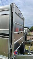 Unused Ifor Williams DP120S 12ft twin axle livestock trailer, fold down front flap and large dividing gate - 6