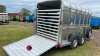 Unused Ifor Williams TA510G 12ft twin axle livestock trailer, fold down front flap and large dividing gate - 4