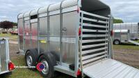 Unused Ifor Williams TA510G 12ft twin axle livestock trailer, fold down front flap and large dividing gate - 6