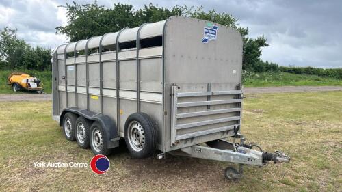 Ifor Williams 14ft tri axle cattle trailer with sheep decks, 2018