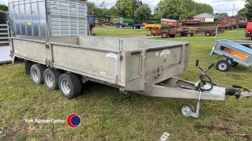 Graham Edwards 12ft x 6.6 tri axle flatbed trailer with sides and 6ft loading ramps