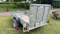 Indespension 8x4 plant trailer, 2 recent wheels and tyres, tows well, 7 pin magnetic lights, drop down back - 3