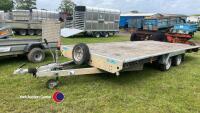 Woodford 18ft flatbed twin wheel flatbed car trailer with ramps, just serviced, gwo - 2