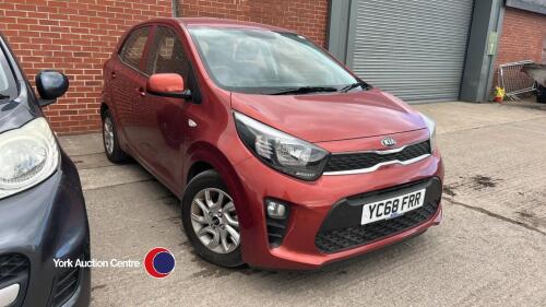 2018 Kia Picanto (Burnt Orange), YC68 FRR, 5 door, 1litre, petrol, 5 speed gearbox, 2 sets of keys, approx 1937 miles, no log book, no MOT, hpi clear