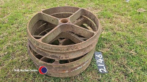 Set of 6 Cambridge roller rings. 2.5in shaft size, 23in diameter