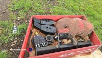 Box of Kverneland discs and JD spares etc - 3