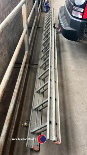 Pair of aluminium extension ladders, 15ft each