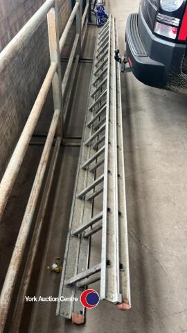 Pair of aluminium extension ladders, 15ft each