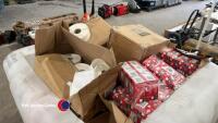 Large crate of new light bulbs and farm shop labels etc - 3
