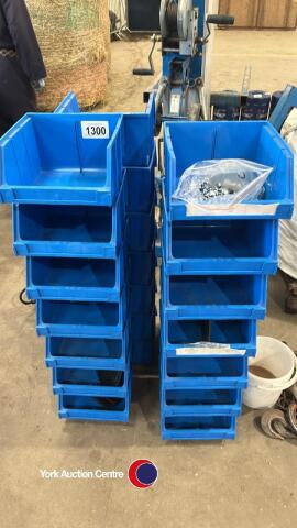 27 blue plastic stackable tubs, very clean condition