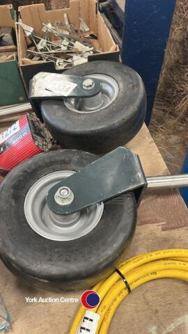 2 x spare castors with solid wheels 11x4.00-5/3.25