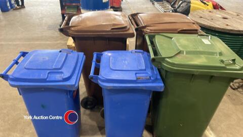Wheelie bins x 240L brown, 1 x 240L green and 2 x 120L blue bins