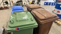 Wheelie bins x 240L brown, 1 x 240L green and 2 x 120L blue bins - 2