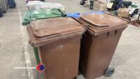 Wheelie bins x 240L brown, 1 x 240L green and 2 x 120L blue bins - 3