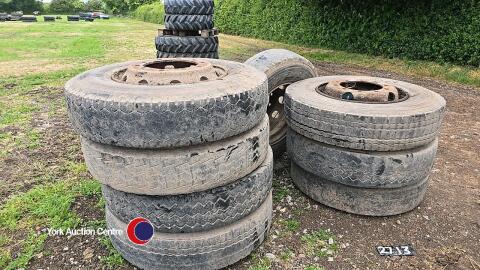 8 trailer wheels on pallet