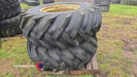2 x tyres and rims, 8 stud, 18.4/15-26 - 5