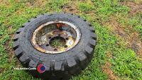 Solid wheel, 6 stud, approx 16in rim, Grizzley Bearcat tyre