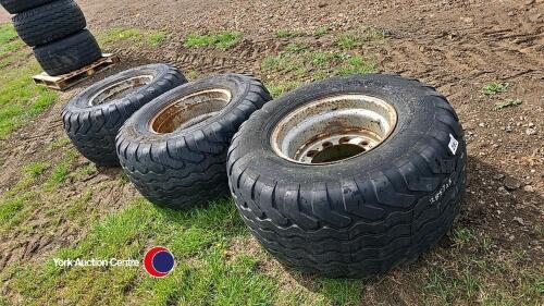 3 x 500-55-20 trailer wheels and tyres