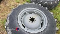Pair 14.9-13-24 MF tractor wheels and Dunlop tyres - 4
