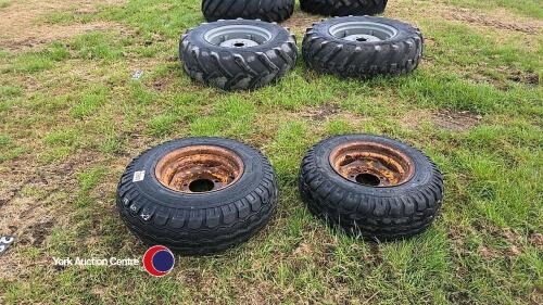 Pair 100-75-15.3 trailer wheels and tyres