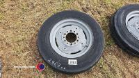 Pair 6.00-16 MF tractor wheels and tyres - 2