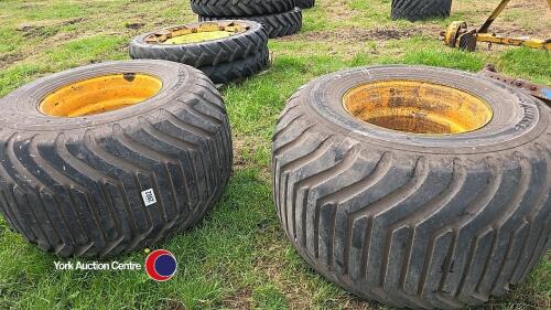 Pair 700/50-22.5 Alliance 328 flotation tyres on 8 Stud wheels